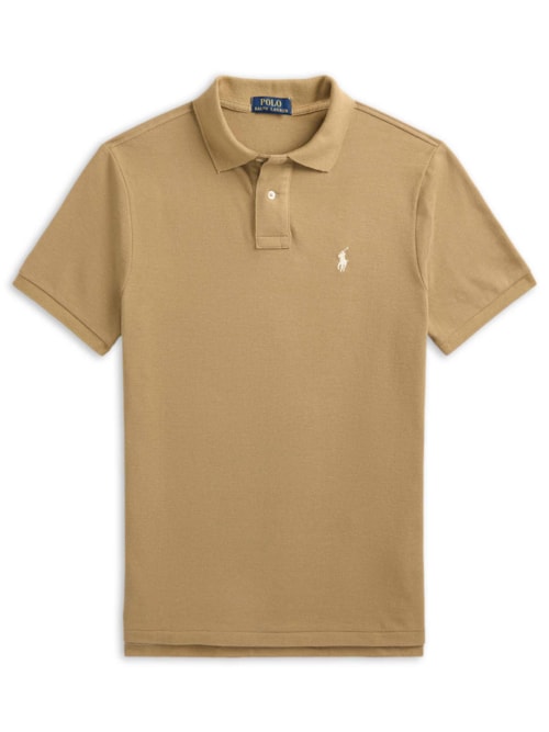 Polo Masculina Manga Curta Classic Logo Bordado - Bege