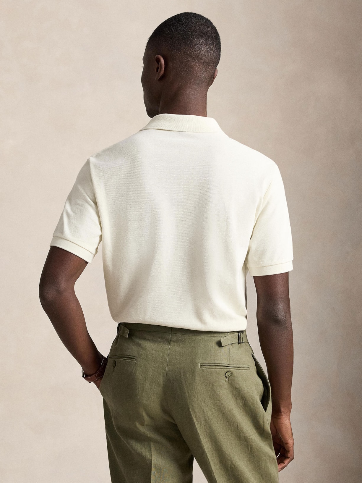 Polo Masculina Manga Curta Classic Logo Bordado Off White Polo Ralph Lauren