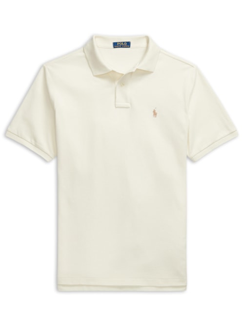 Polo Masculina Manga Curta Classic Logo Bordado - Off White
