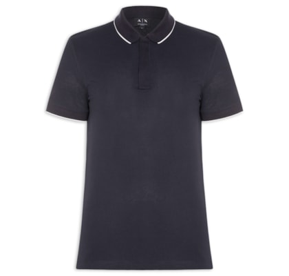 Pólo Masculina Manga Curta Colarinho Fechado - Azul