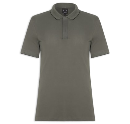 Pólo Masculina Manga Curta Colarinho Fechado - Verde