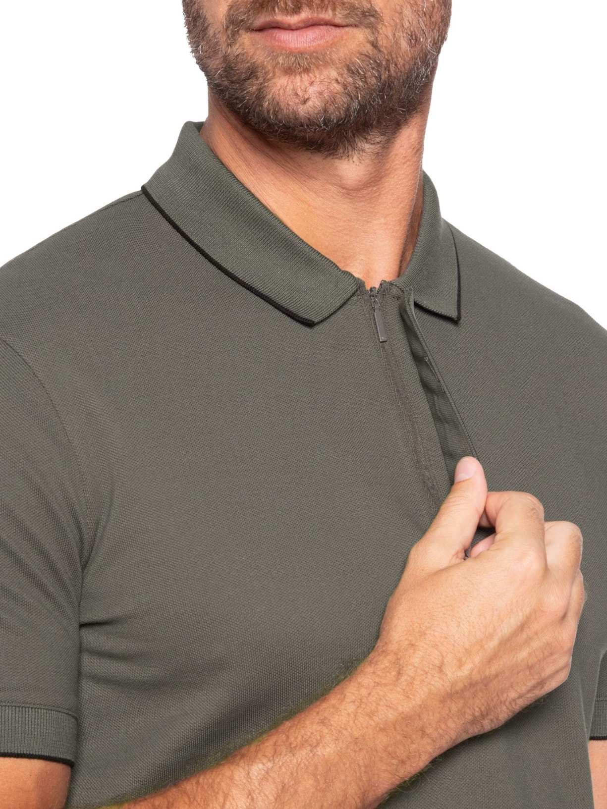 Pólo Masculina Manga Curta Colarinho Fechado Verde Armani Exchange