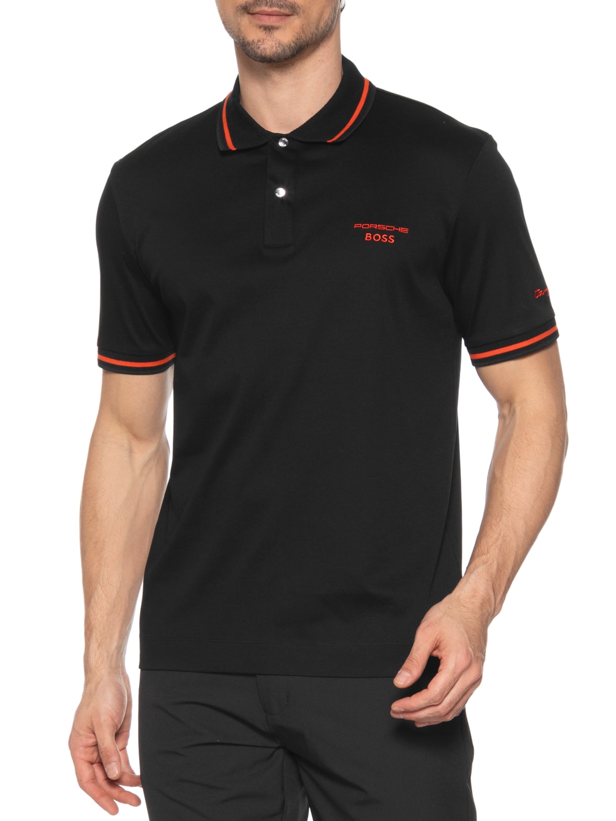 Polo Masculina Manga Curta Collab Porsch Preto Boss