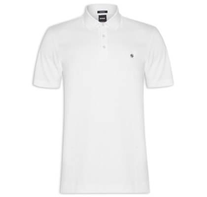 Polo Masculina Manga Curta com Aplique C-Parris - Branco