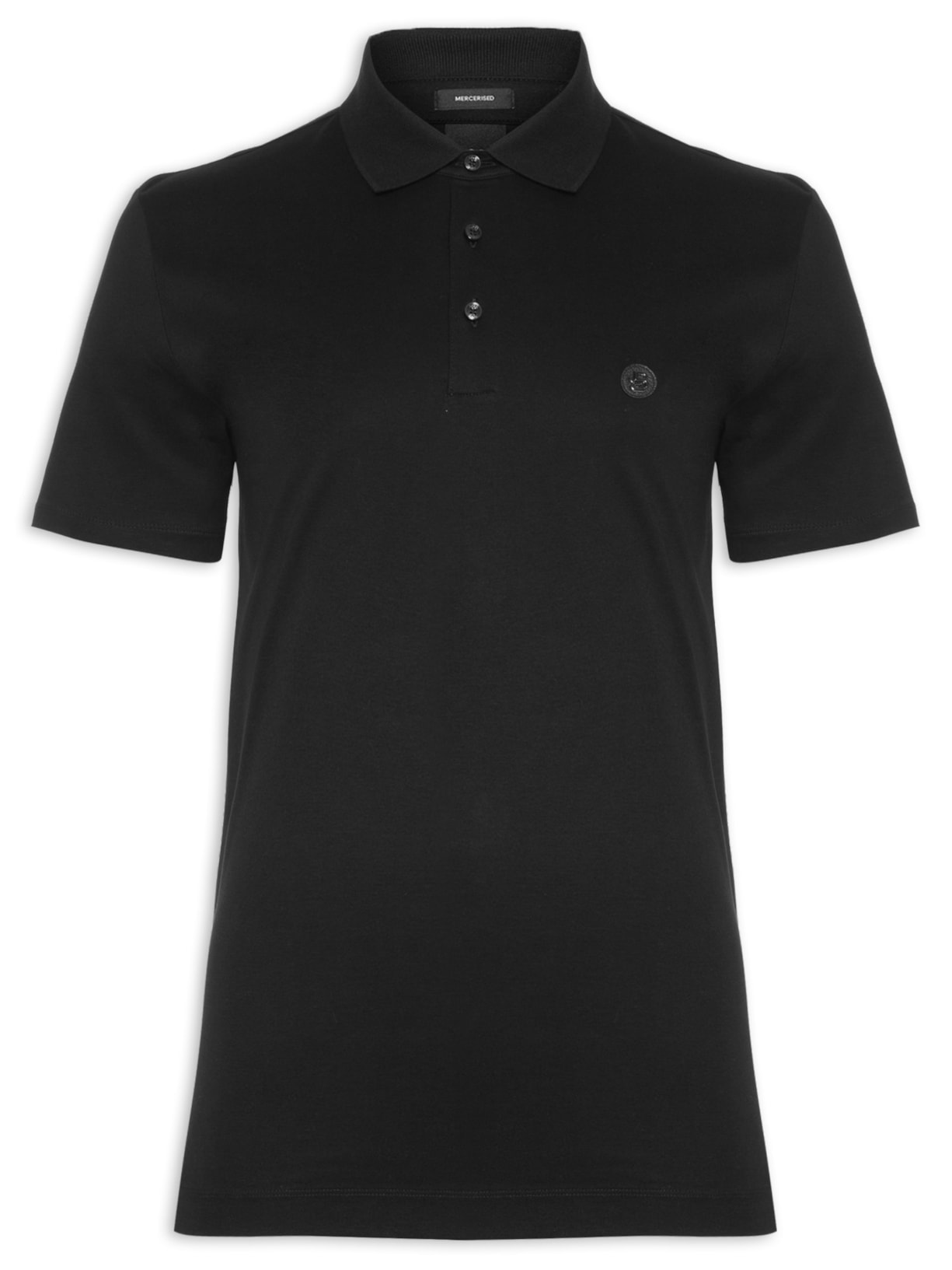 Polo Masculina Manga Curta com Aplique C-Parris Preto Boss