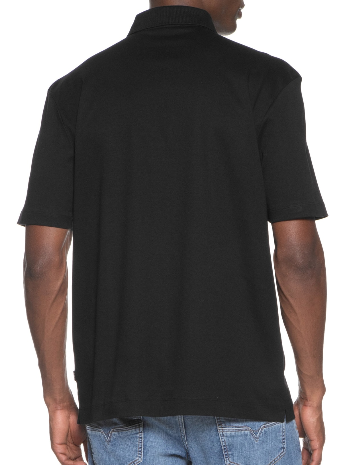 Polo Masculina Manga Curta com Aplique C-Parris Preto Boss