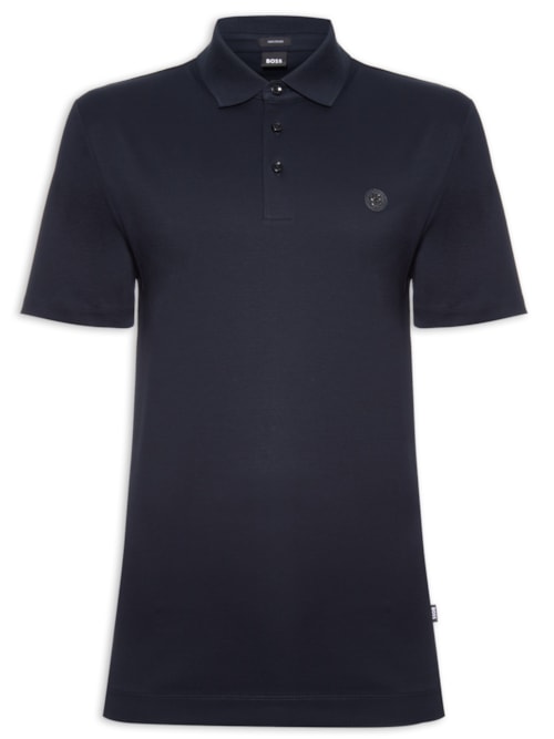 Polo Masculina Manga Curta com Aplique C-Parris Regular fit - Azul