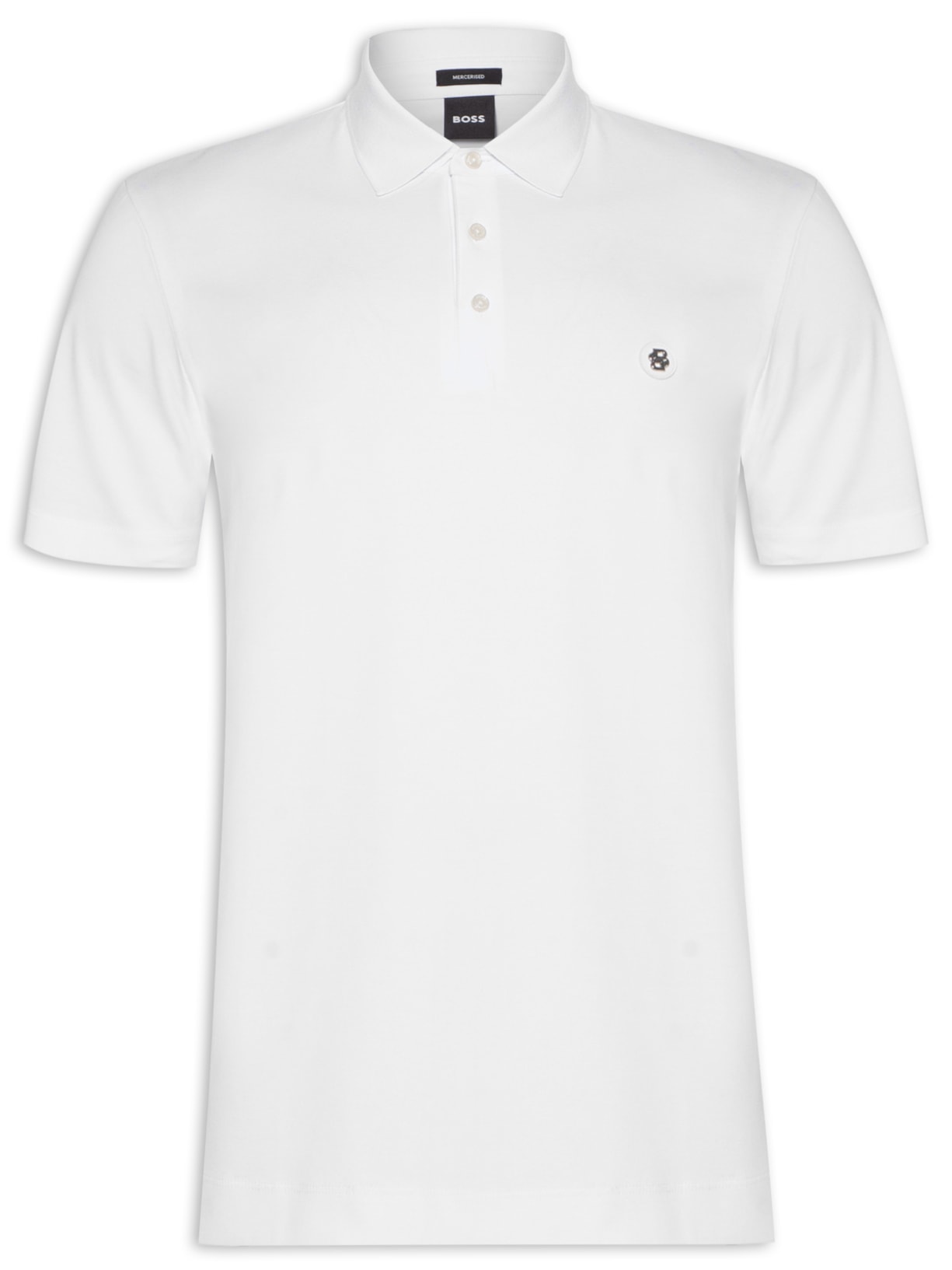 Polo Masculina Manga Curta com Aplique C-Parris Regular fit Branco Boss