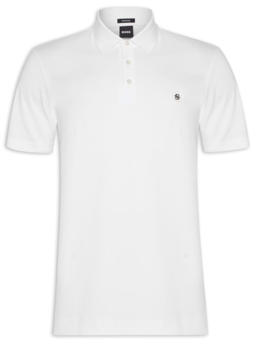 Polo Masculina Manga Curta com Aplique C-Parris Regular fit - Branco