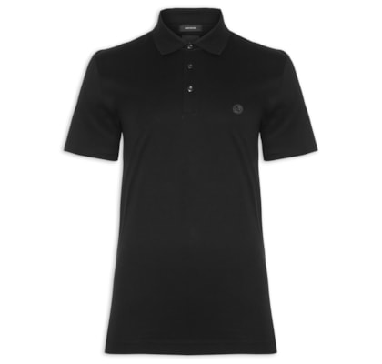 Polo Masculina Manga Curta com Aplique C-Parris Regular fit - Preto