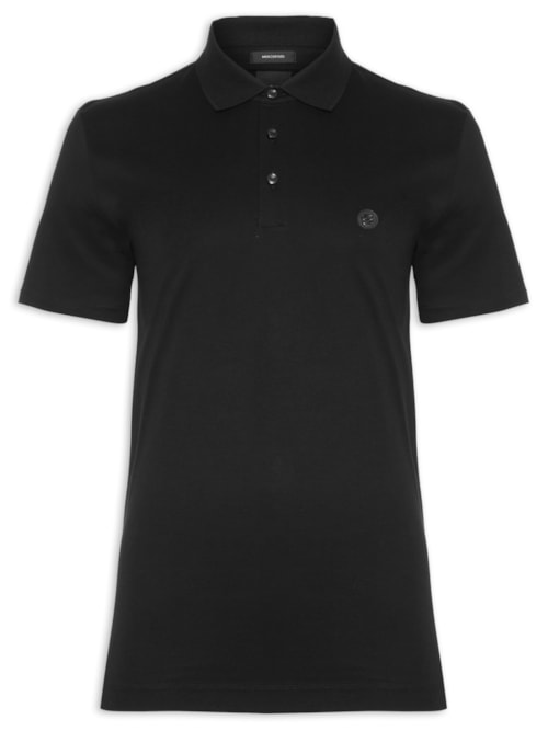Polo Masculina Manga Curta com Aplique C-Parris Regular fit - Preto