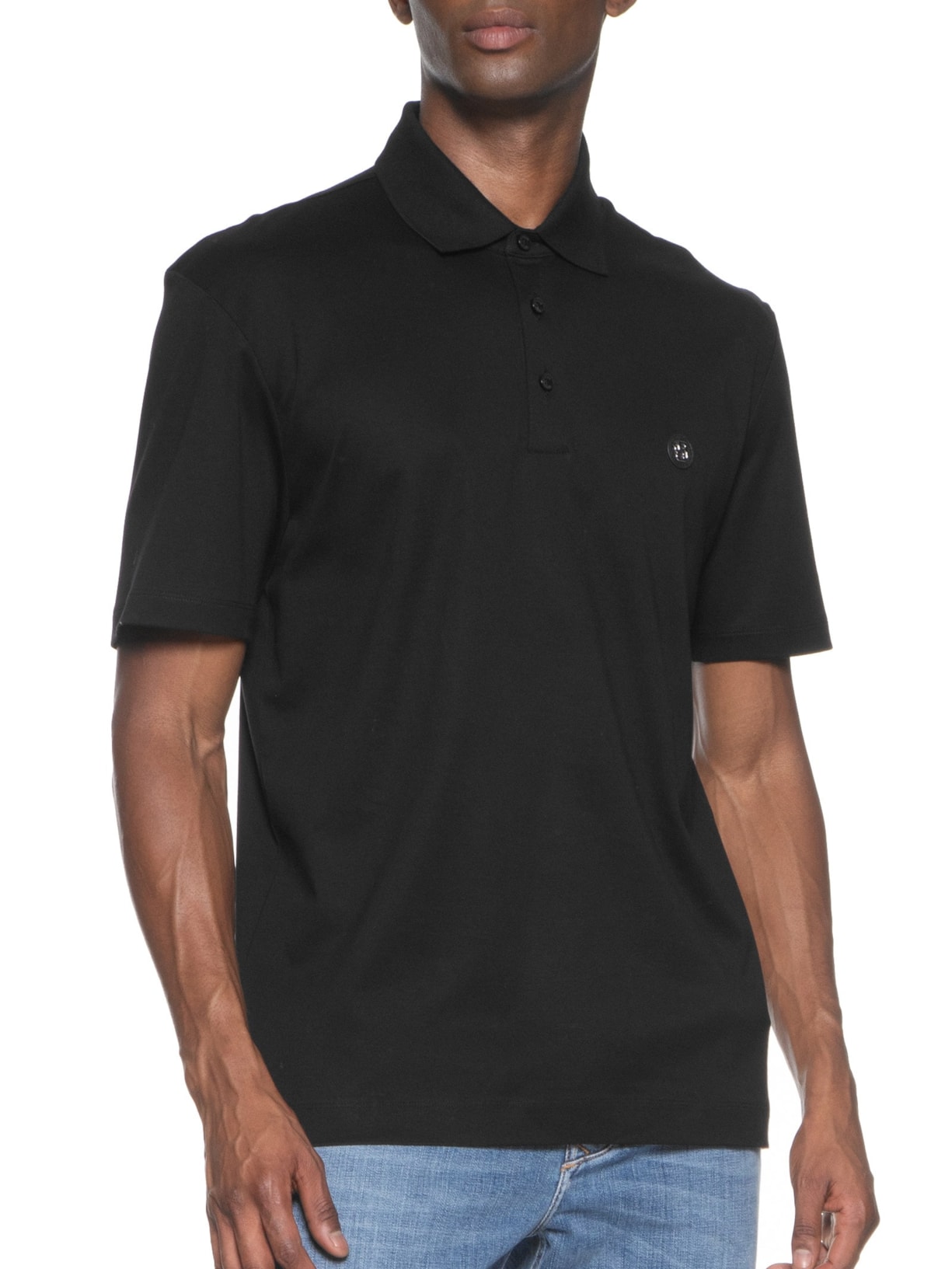 Polo Masculina Manga Curta com Aplique C-Parris Regular fit Preto Boss