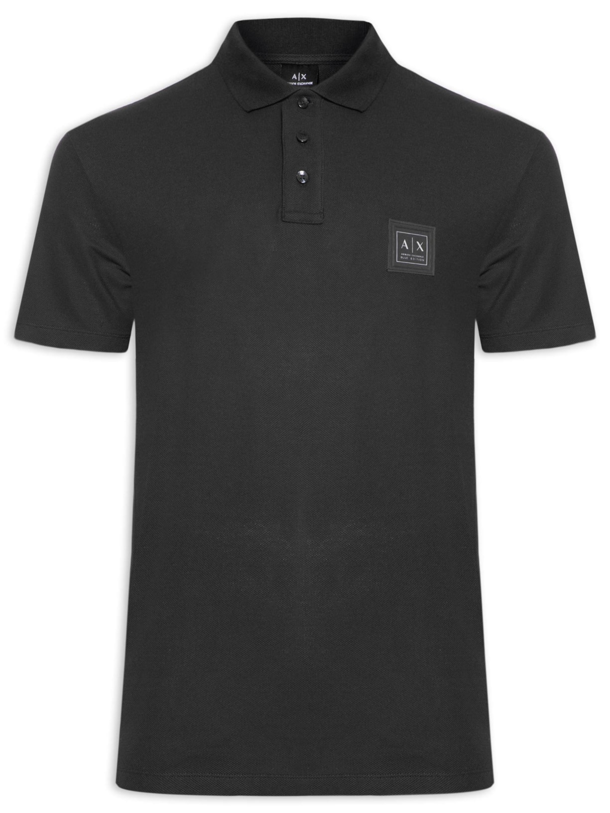 Polo Masculina Manga Curta com Aplique - Preto