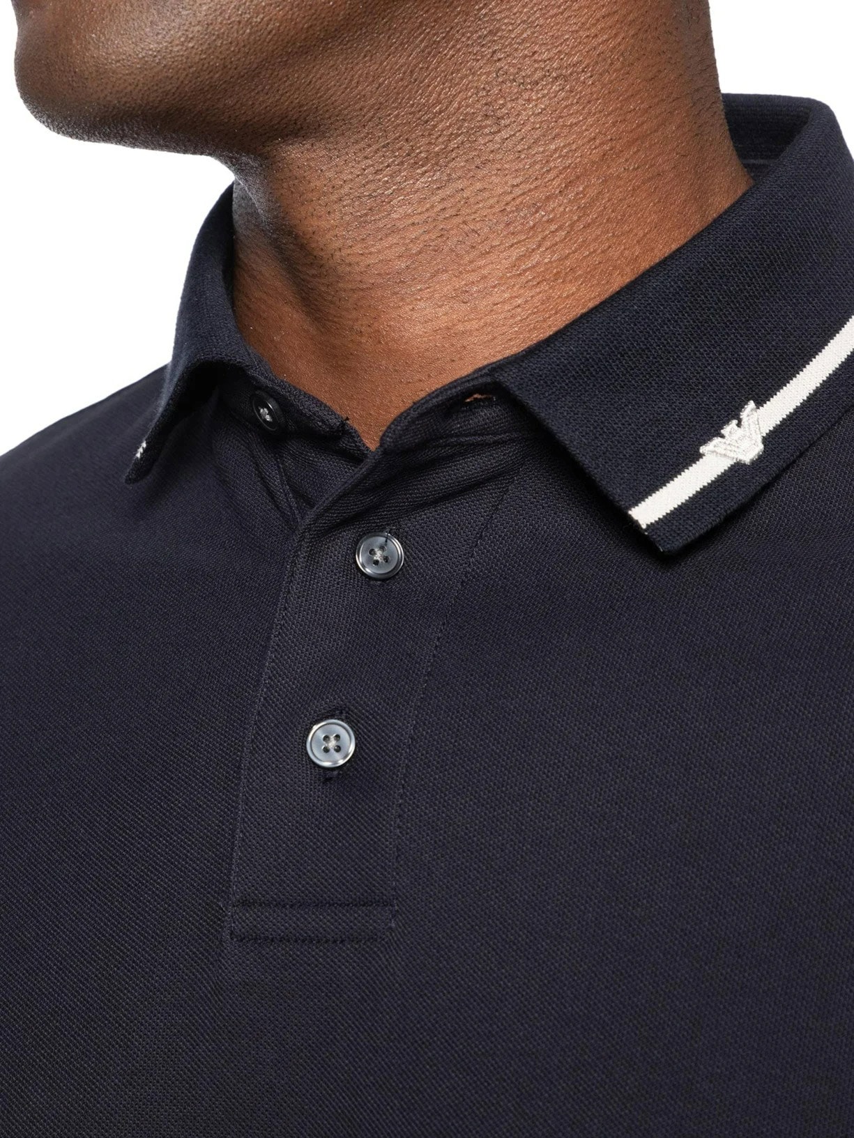 Polo Masculina Manga Curta Com Friso Azul Emporio Armani
