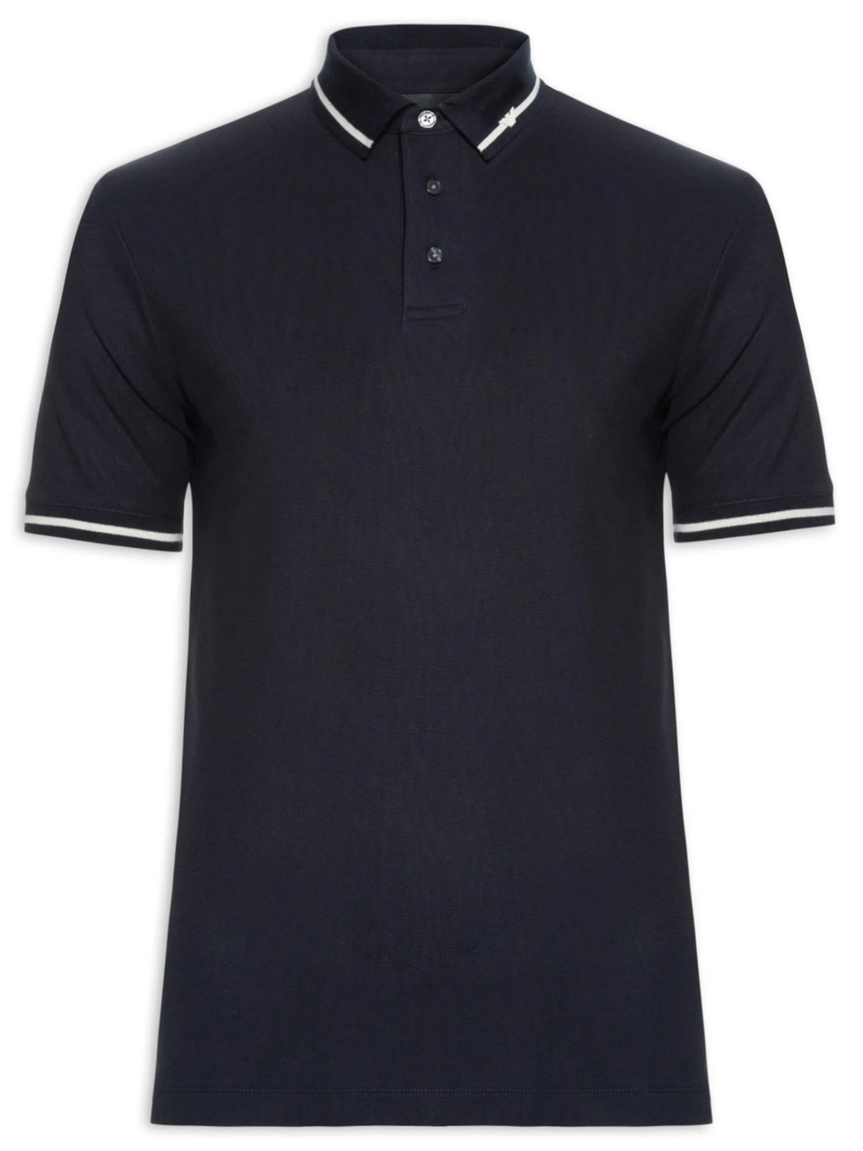 Polo Masculina Manga Curta Com Friso Azul Emporio Armani