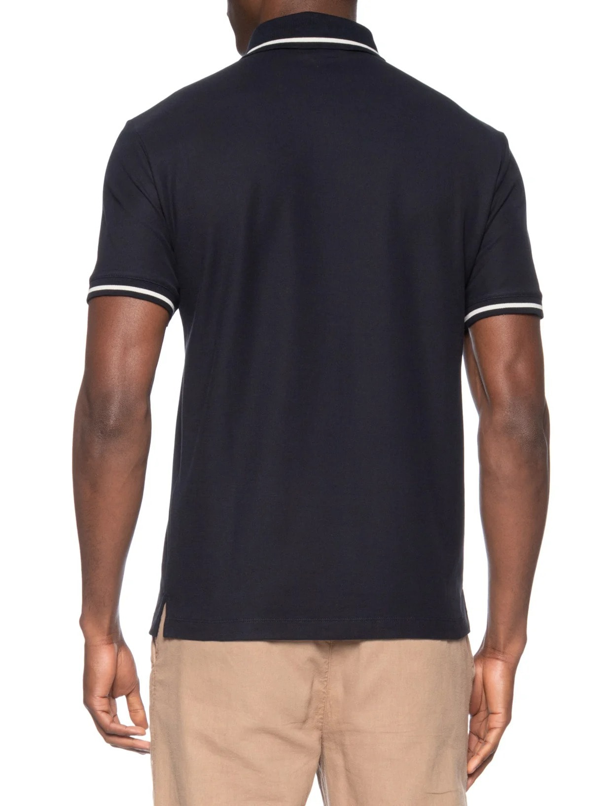 Polo Masculina Manga Curta Com Friso Azul Emporio Armani