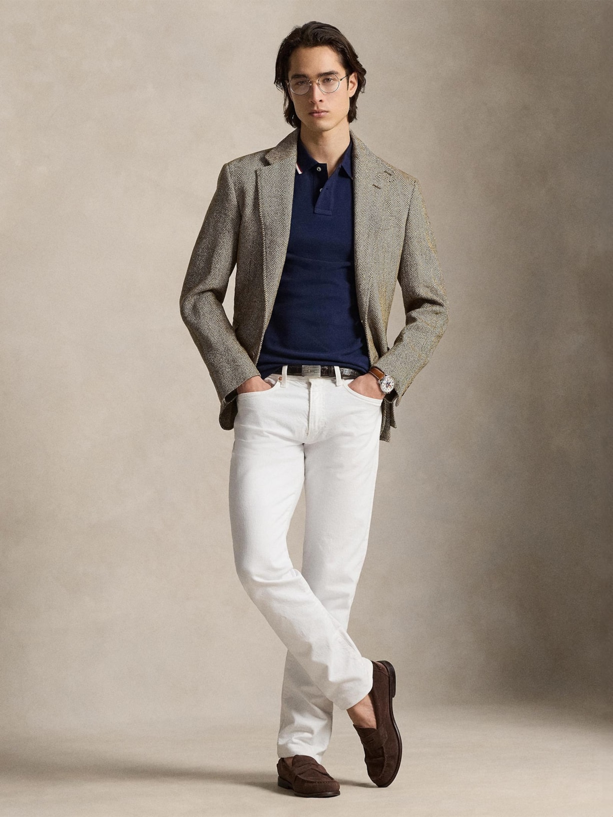 Polo Masculina Manga Curta Com Friso Azul Polo Ralph Lauren