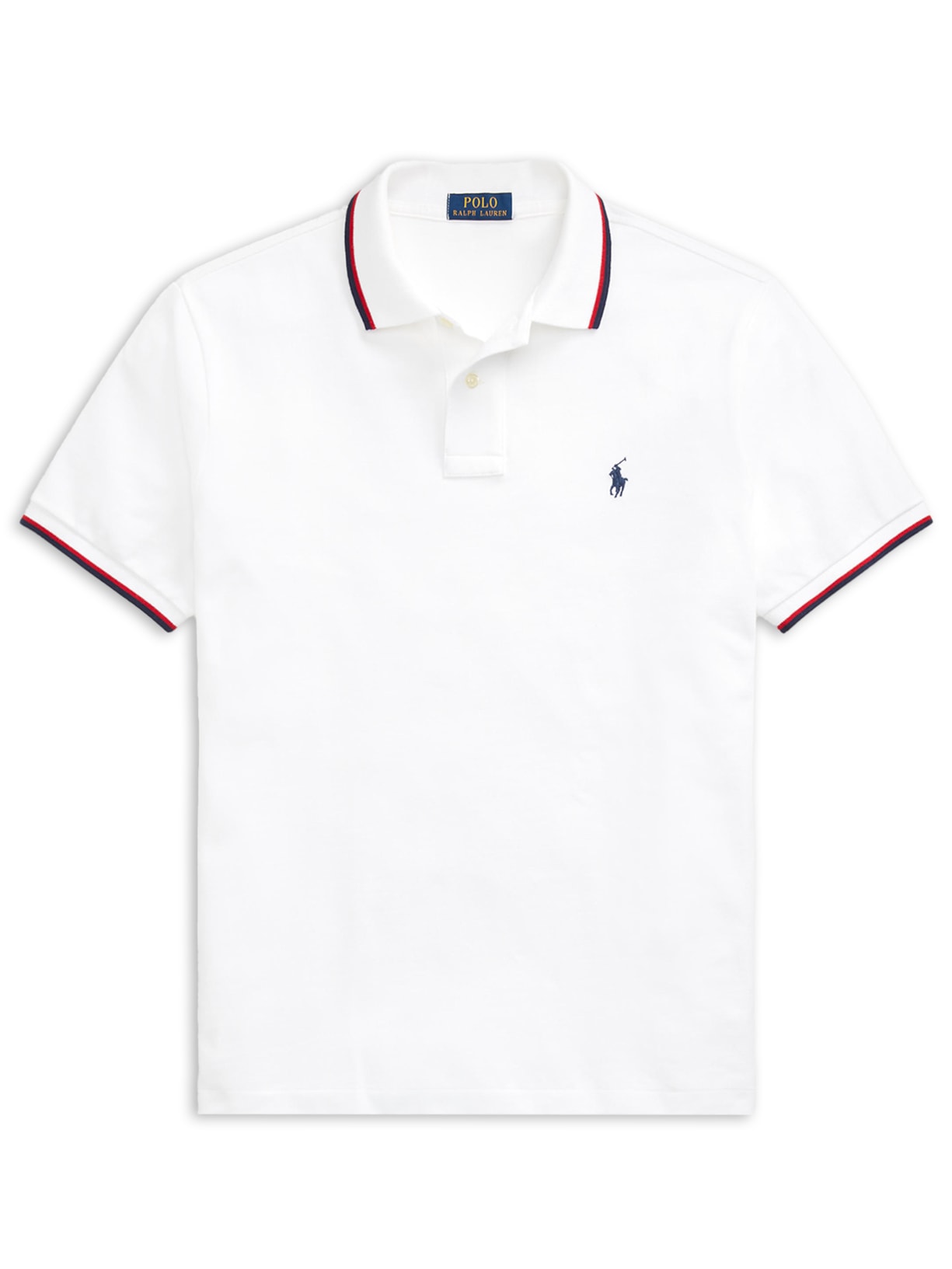 Polo Masculina Manga Curta Com Friso - Branco