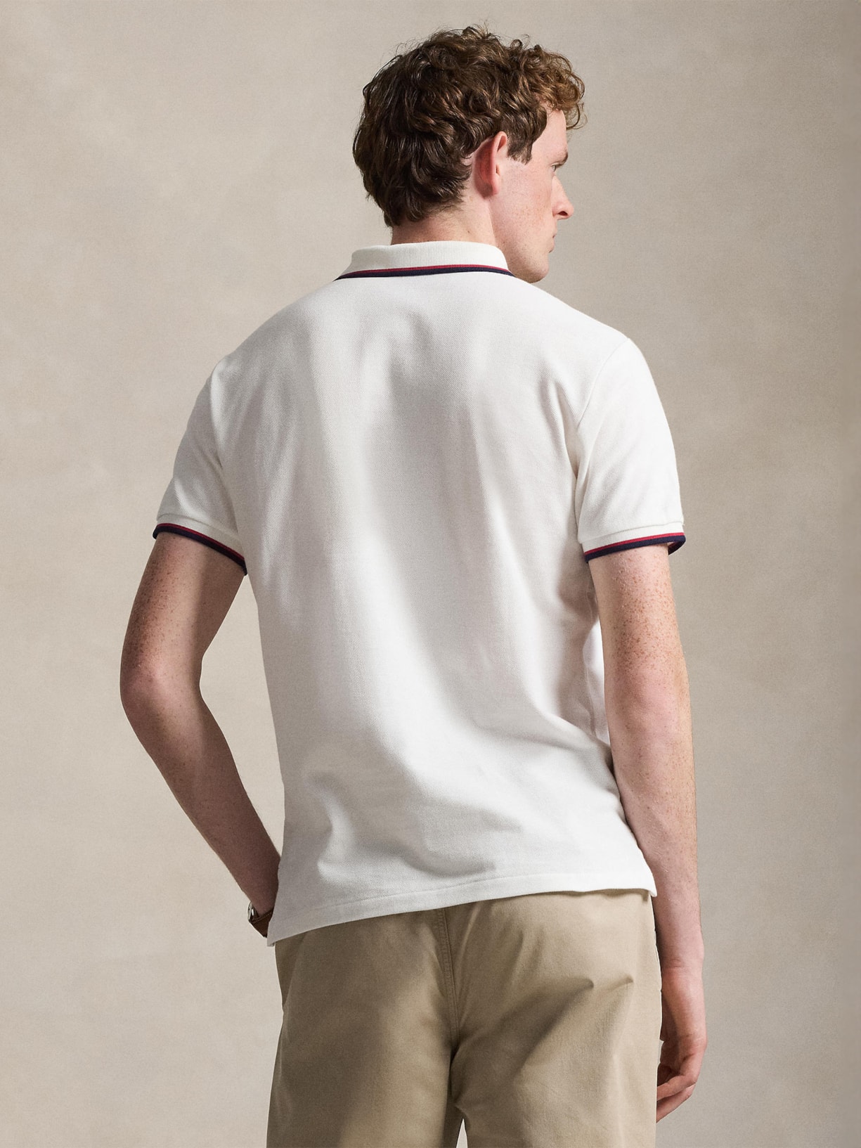 Polo Masculina Manga Curta Com Friso Branco Polo Ralph Lauren
