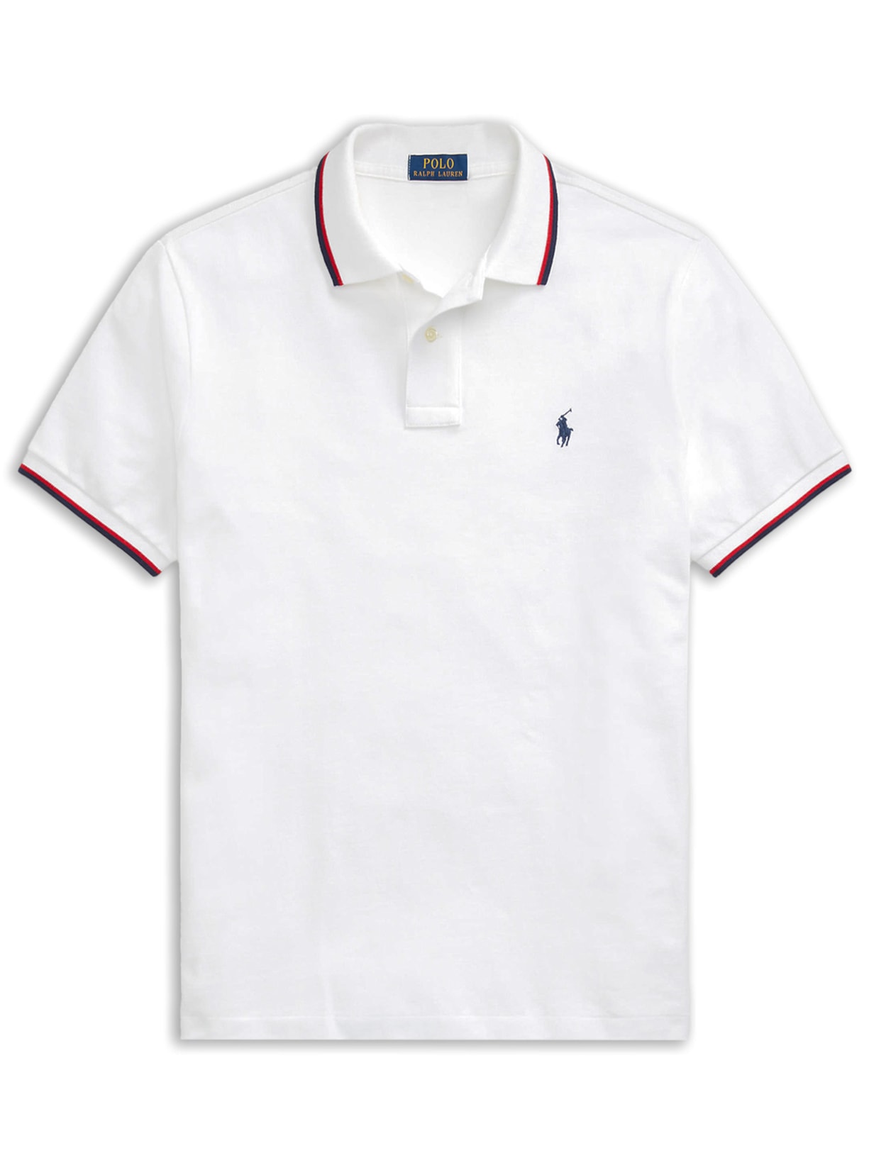Polo Masculina Manga Curta Com Friso - Branco