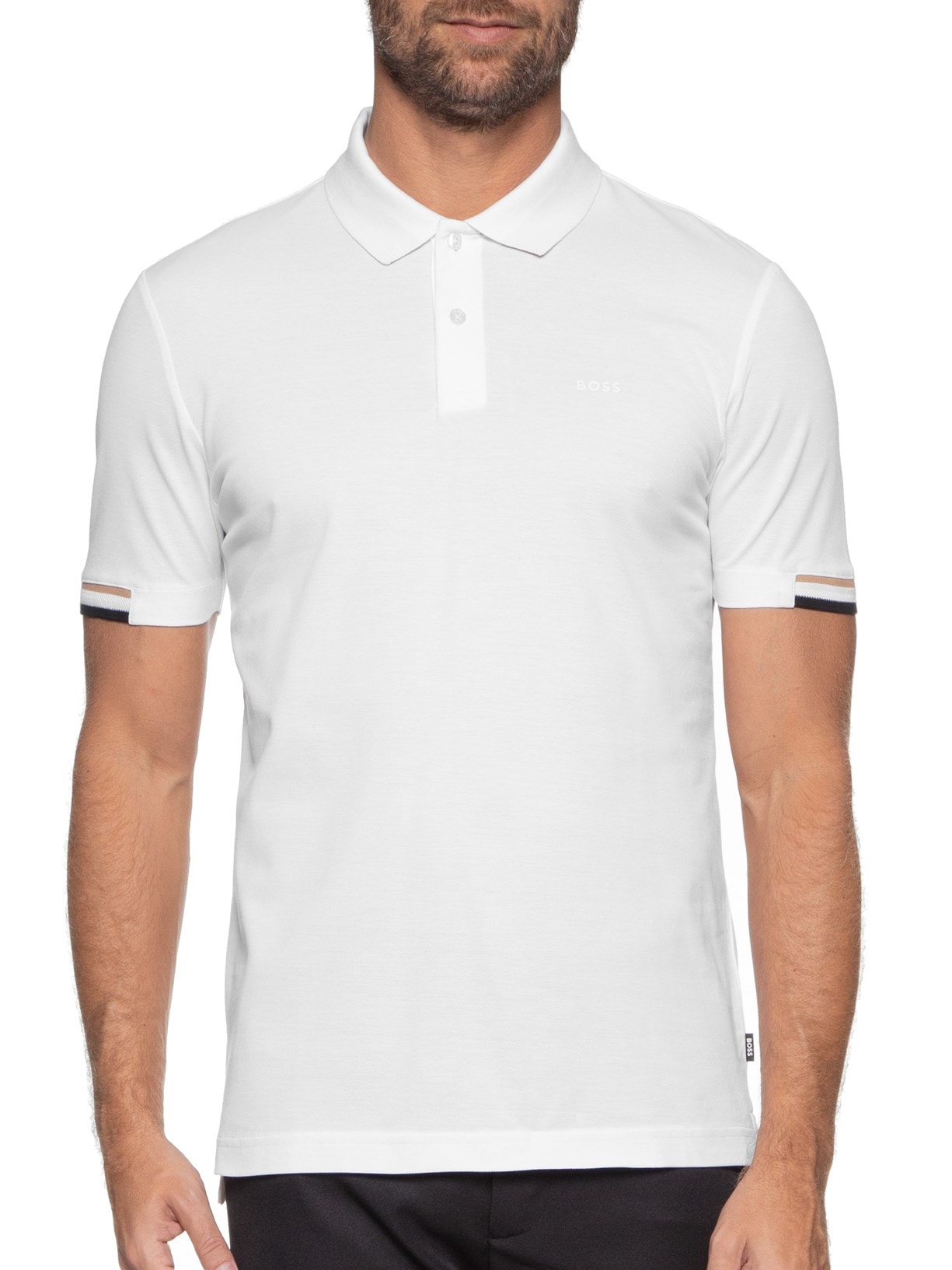 Polo Masculina Manga Curta com Friso Parlay 147 Off White Boss