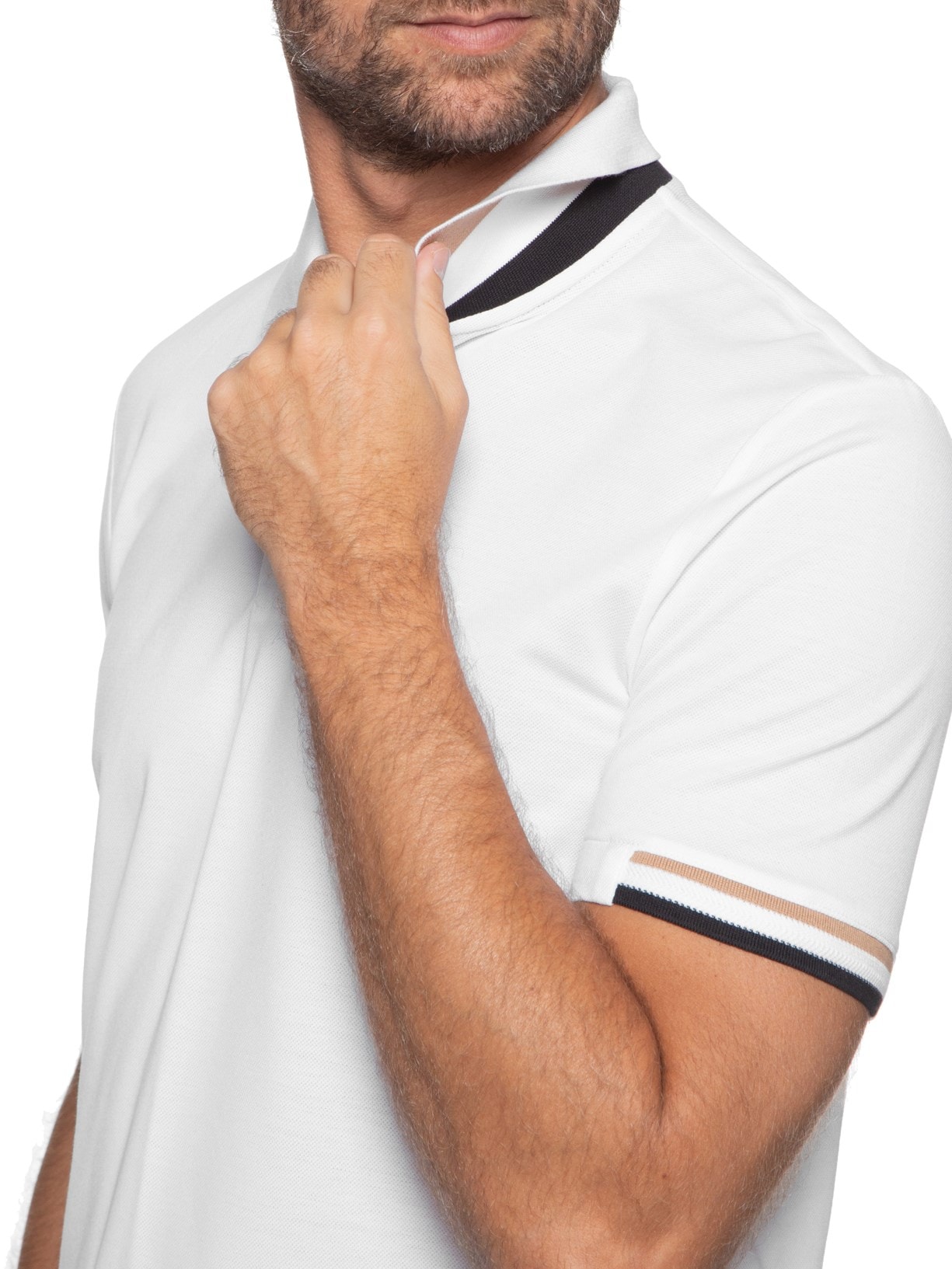 Polo Masculina Manga Curta com Friso Parlay 147 Off White Boss