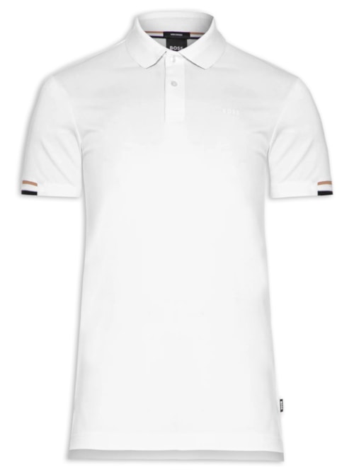 Polo Masculina Manga Curta com Friso Parlay 147 - Off White