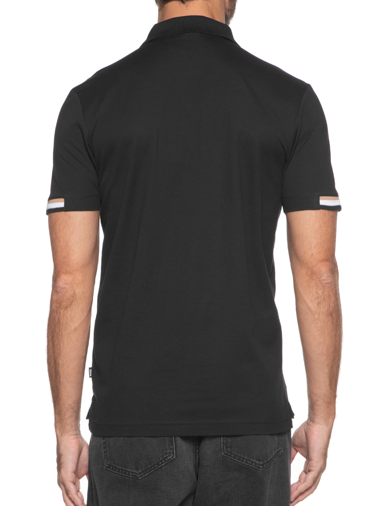 Polo Masculina Manga Curta com Friso Parlay 147 Preto Boss