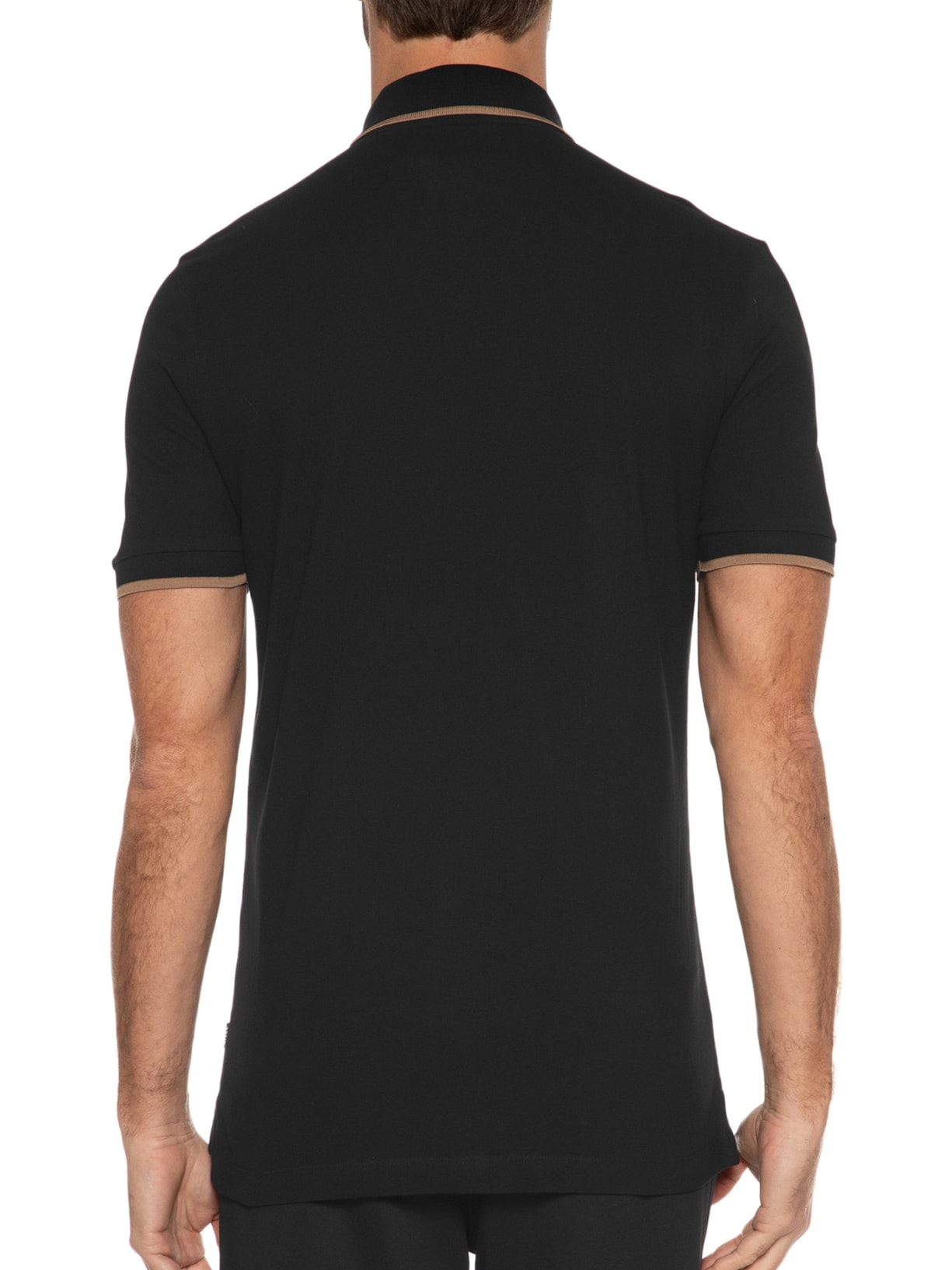 Polo Masculina Manga Curta com Friso Parlay 190 Preto Boss