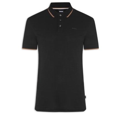 Polo Masculina Manga Curta com Friso Parlay 190 - Preto