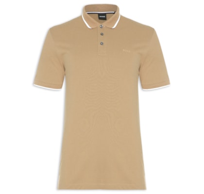 Polo Masculina Manga Curta com Friso Parlay - Bege