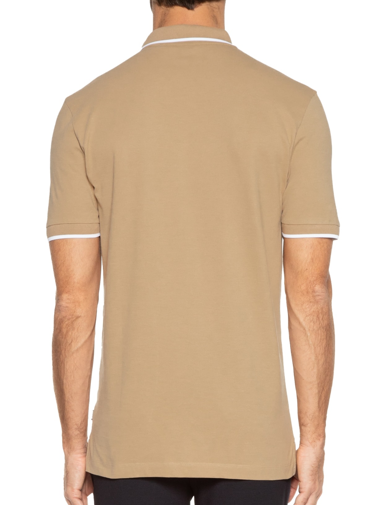 Polo Masculina Manga Curta com Friso Parlay Bege Boss