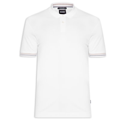 Polo Masculina Manga Curta com Friso Parlay - Branco