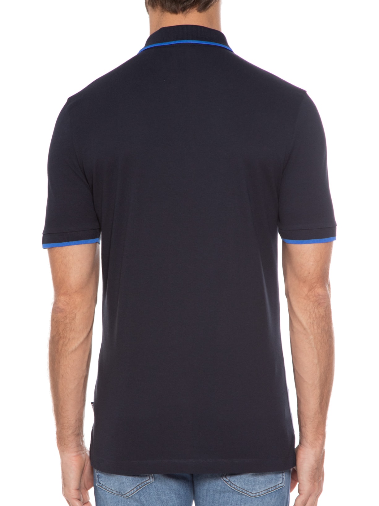 Polo Masculina Manga Curta com Friso Parlay Regular fit  Azul Boss