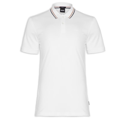 Polo Masculina Manga Curta com Friso Penrose - Branco