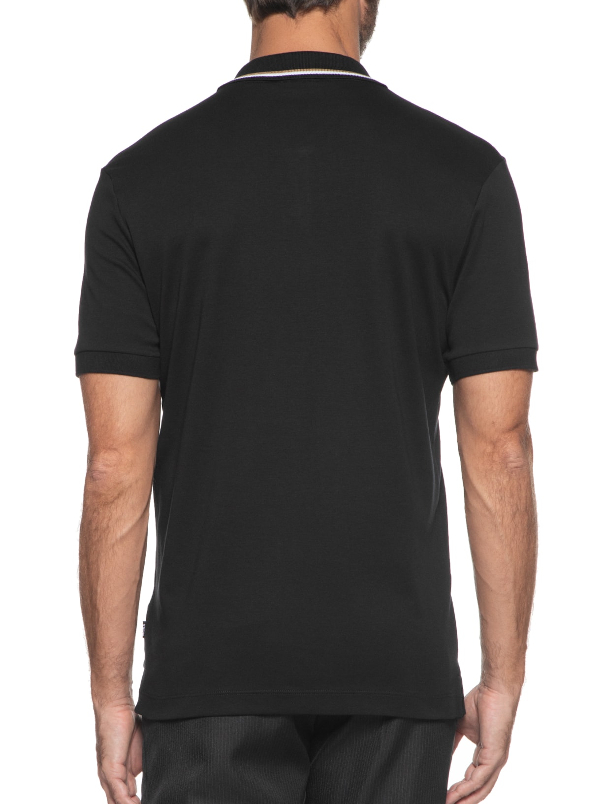 Polo Masculina Manga Curta com Friso Penrose Preto Boss