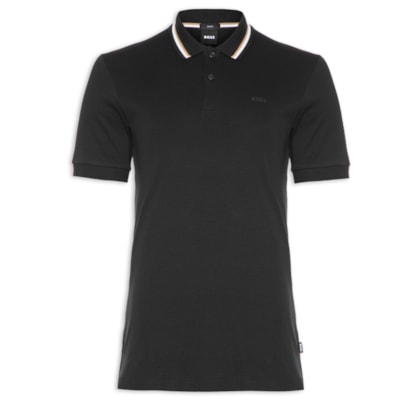 Polo Masculina Manga Curta com Friso Penrose - Preto