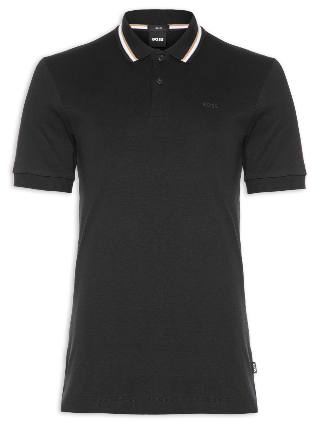 Polo Masculina Manga Curta com Friso Penrose - Preto