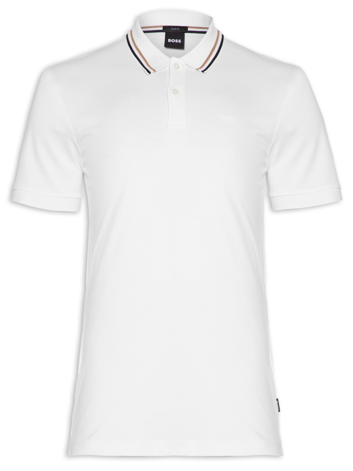 Polo Masculina Manga Curta com Friso Penrose Regular fit  Branco Boss
