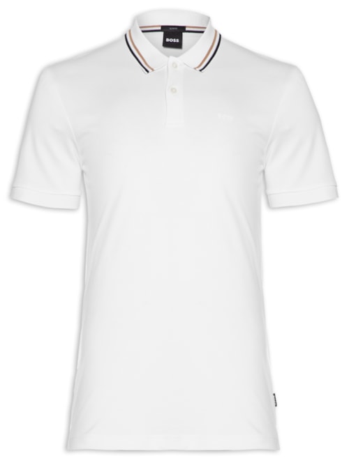 Polo Masculina Manga Curta com Friso Penrose Regular fit - Branco