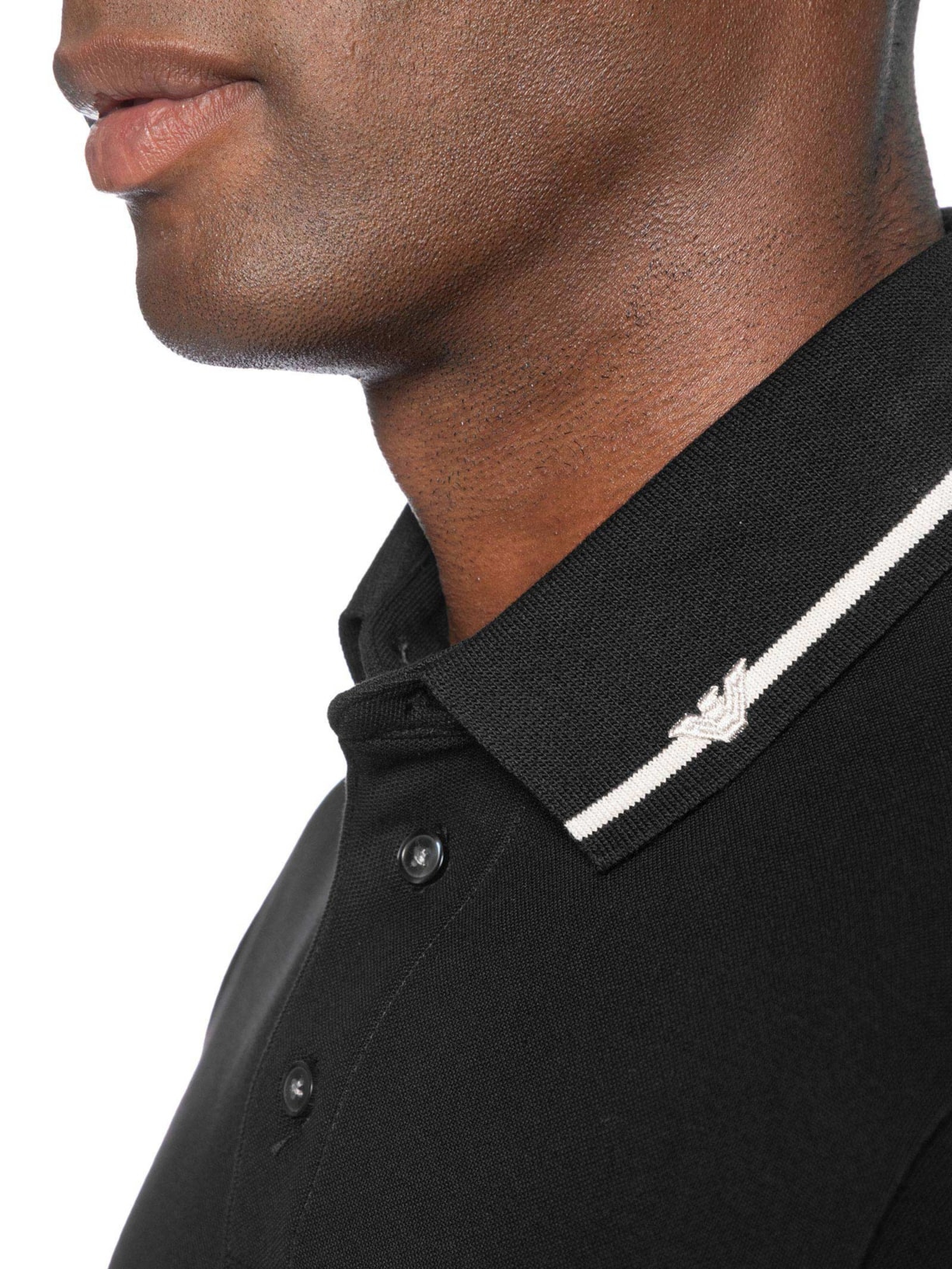 Polo Masculina Manga Curta Com Friso Preto Emporio Armani