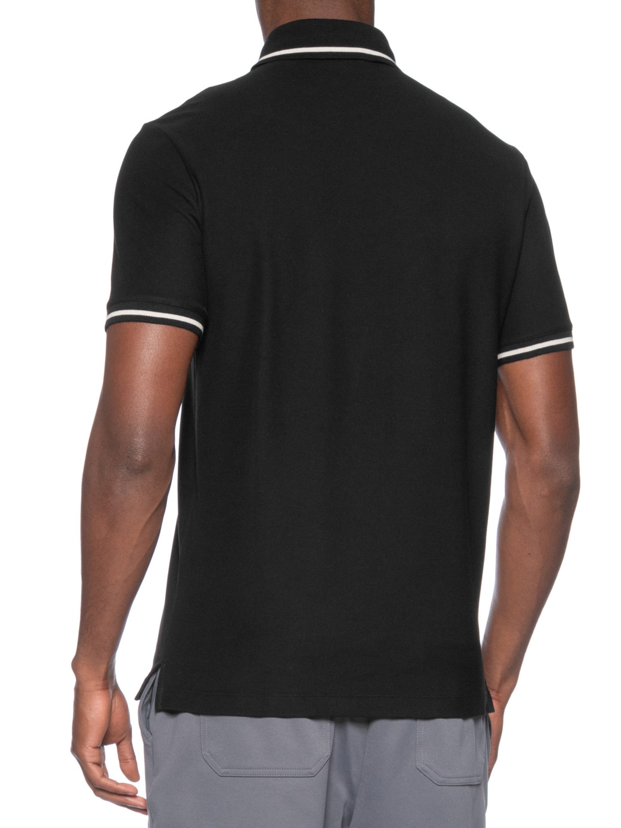 Polo Masculina Manga Curta Com Friso Preto Emporio Armani