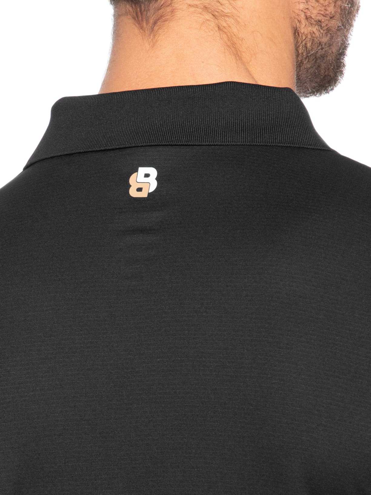 Polo Masculina Manga Curta Com Friso  Preto Boss
