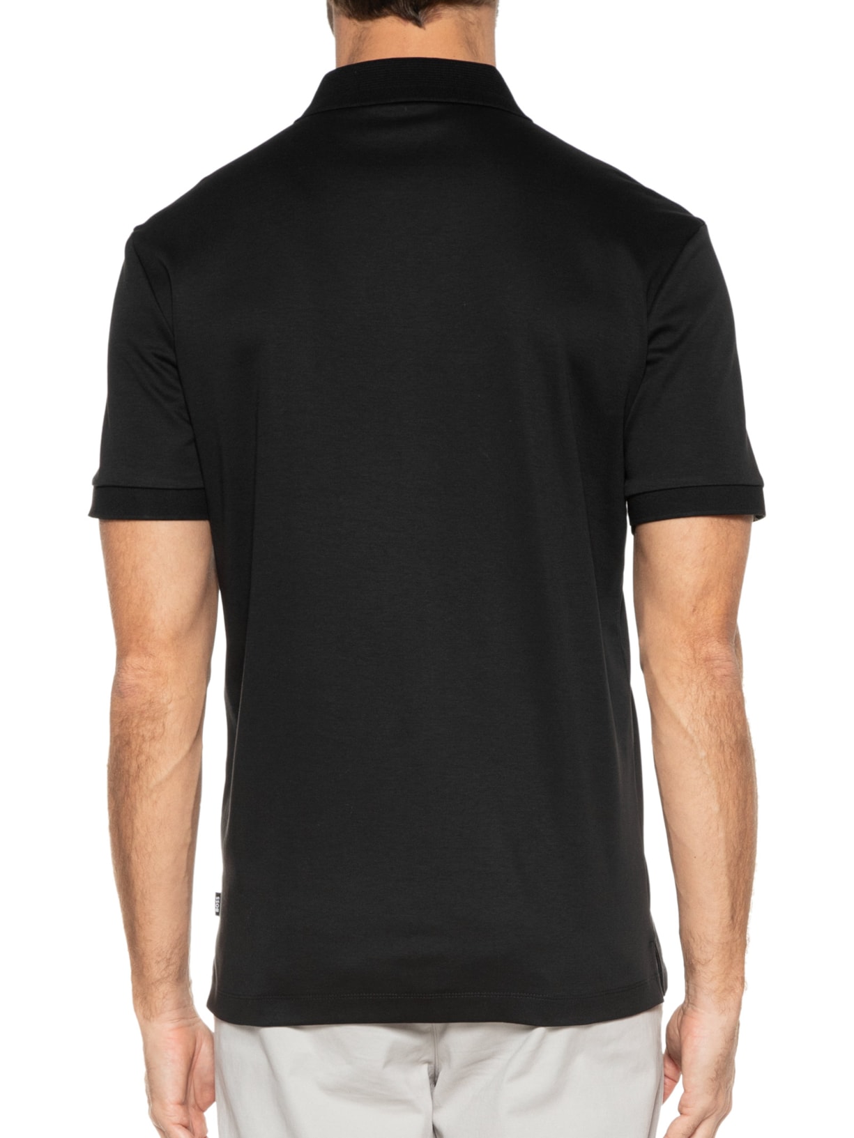 Polo Masculina Manga Curta com Logo Tag Parlay 143 Preto Boss