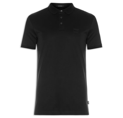 Polo Masculina Manga Curta com Logo Tag Parlay 143 - Preto