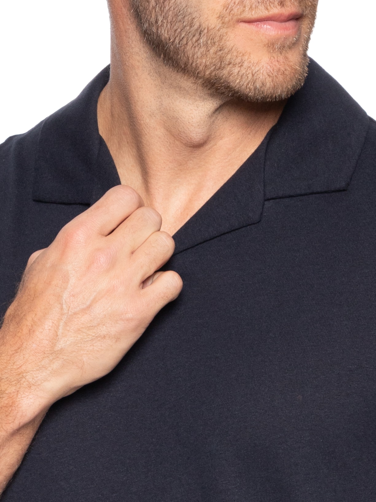 Polo Masculina Manga Curta de Linho H Ponti  Azul Boss