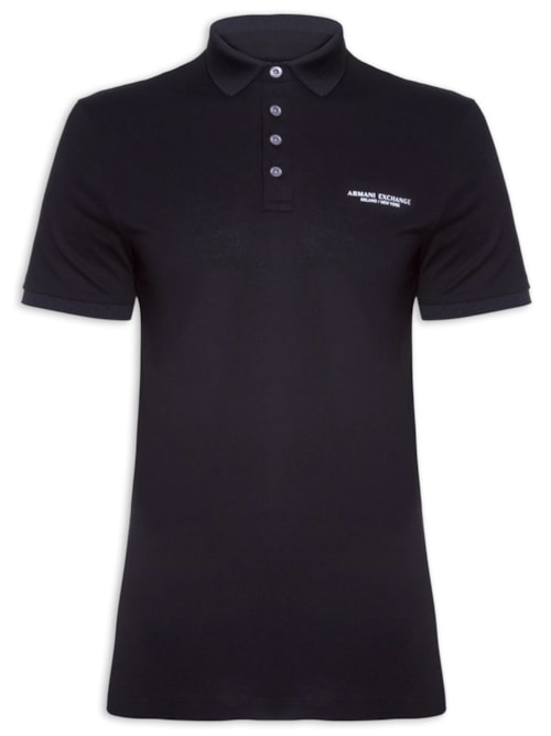 Polo Masculina Manga Curta de Malha Logo - Azul