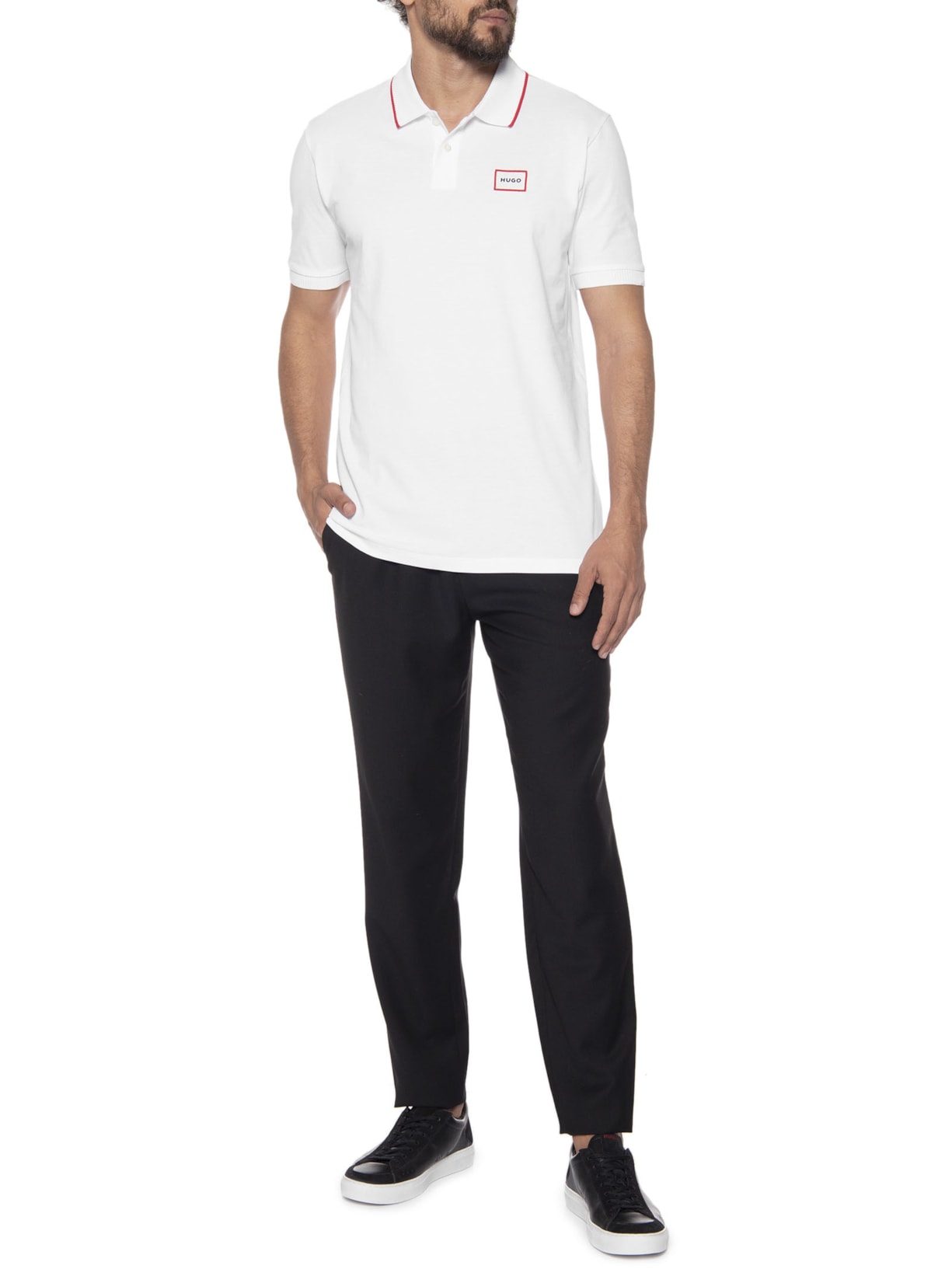 Polo Masculina Manga Curta Demlock Branco Hugo