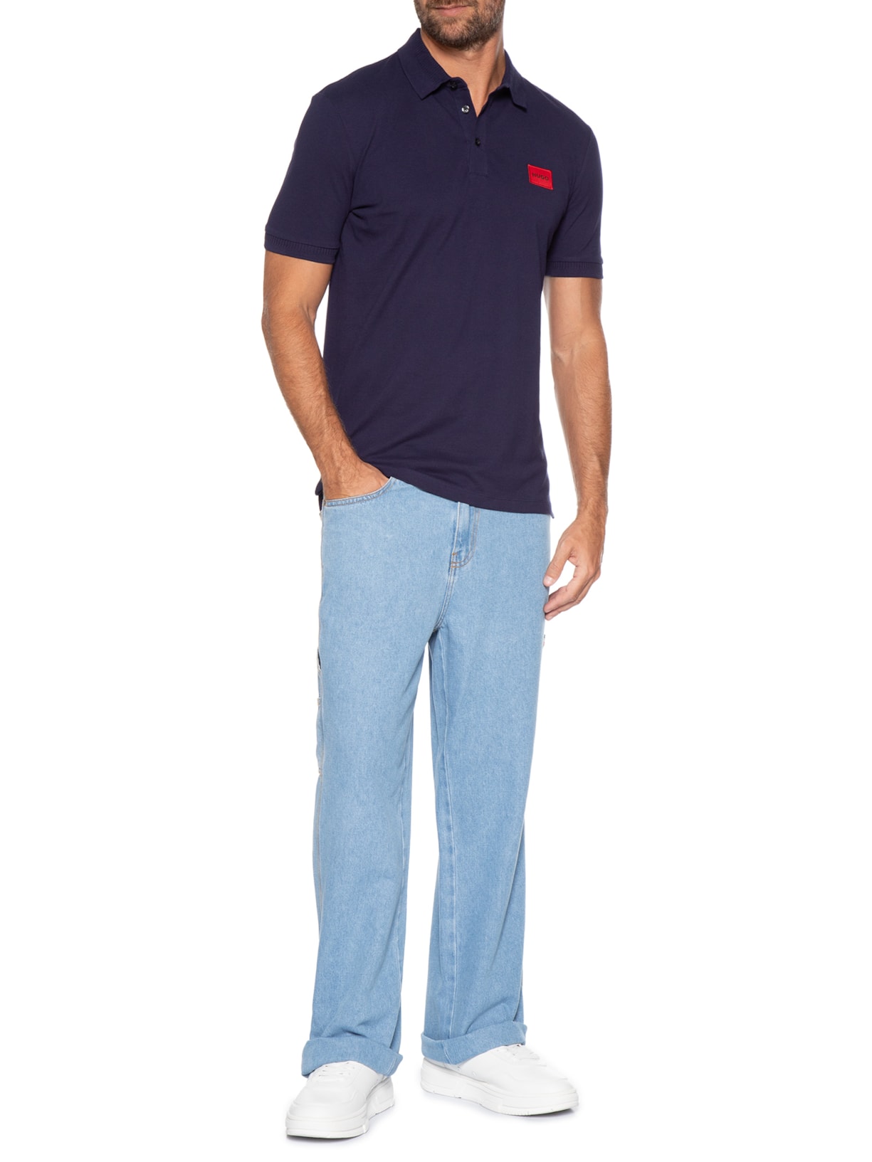 Polo Masculina Manga Curta Dereso Azul Hugo