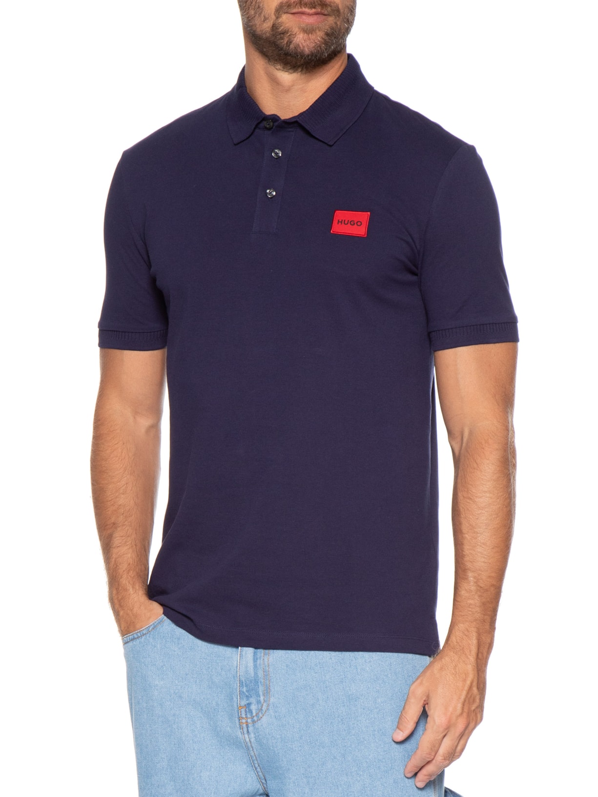 Polo Masculina Manga Curta Dereso Azul Hugo